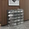 Storage Holders Racks Side opening shoe box transparent shoe box transparent stackable shoe box with ventilation holes side door Y240319