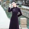 Ubranie etniczne Old Shanghai Wysokiej jakości Chenille Duży rozmiar fioletowy Cheongsam Winter Mom High-end Casual Caily