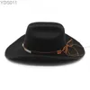 Chapeaux larges chapeaux seau western hommes chapeau de cowboy cowboy femme jazz gentleman accessoires d'hiver pays élégant parti panama 2024 nouveau 240319