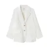 Printemps/été nouveau décontracté Texture ample pur lin naturel plissé mi-long costume manteau pour les femmes 22237 Kxl9