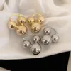 Boucles d'oreilles créoles lisses à trois boules rondes pour femmes, bijoux de tempérament de Style français