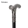 Silver Roaring Bear Head Flower Totem Relief Walking Cane Fashion Walking Stick Gentleman Crosier Knob Walking Stick 93cm 240314