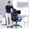 Bestoffice Gaming-PC-Bürocomputer mit hoher Rückenlehne, Racing-PU-Schreibtisch, Aufgabe, ergonomischer Drehstuhl für Chefs, mit Lendenwirbelstütze, gegen Rückenschmerzen, Damen, Herren, blau