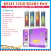 100% Original BREZE STIIK BS600 Puff Jetable E Cigarette Vaper Bar 600 Puff Batterie Puissance 500mAh Non rechargeable 2ml 12 Saveurs Vape Kit