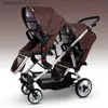 Passeggini # Gemelli pieghevoli Passeggino per carrozzina Twin Può sedersi e sdraiarsi Passeggino doppio Ammortizzatore Secondo passeggino per bambini L240319