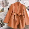 Trendy Suit Jade Green Tie Up Jacket for Women in Spring New Design Sense Temperament Korean Casual Version