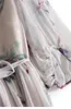Robes décontractées Limiguyue français double couches imprimé floral robe en soie femmes en mousseline de soie d'été lanterne manches a-ligne midi robes Z028