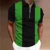 Erkekler Polos 2024 Retro Pullover Sokak Giysileri Yaz Tasarım Baskılı Yakası T-Shirt Moda Fermuarı Üst Kırış Polo Gömlek