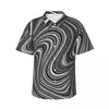Мужские повседневные рубашки, черные, белые, серебристые, серые линии, рубашка для отдыха, современные геометрические гавайские мужские элегантные блузки, топы с принтом в стиле Харадзюку