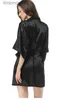 Vêtements de nuit pour femmes Nouveau noir chinois femmes fausse robe de soie robe de bain vente chaude Kimono Yukata peignoir couleur unie vêtements de nuit S M L XL XXL NB032C24319