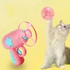 Brinquedo de gato engraçado jogo interativo treinamento para animais de estimação mini disco voador moinho de vento catapulta brinquedos para cães mastigar suprimentos de jogo y240304