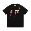 2024 Été Nouveau Lightning Logo Imprimé T-shirt à manches demi-manches décontractées décontractées pour couples