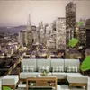 Wallpapers Diantu Cosyomized Modern City Night TV Sofá Parede Personalizado Grande Mural Verde Papel de Parede Papel de Parede 3D Para Sala