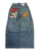 JNCO Jeans Y2K Harajuku Hip Hop Letter Embroidered Vintage Baggy Jeans Denim Pants Mens Womens Goth High Waist Wide Trousers 240313
