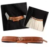 Cintos vintage elegante pu couro cinto largo cinto para mulheres - destacável pino fivela design cintura modelagem cinta