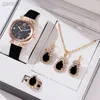 Relógios de pulso 5 pçs / set mulheres moda relógio de quartzo feminino relógio lua dial design de marca de luxo mulheres relógios simples senhoras relógios 24319