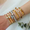 Trendy Boho Evil Eye 14k Geel Gouden Armbanden Armbanden voor Vrouwen Vintage Klassieke Charme Kleurrijke Zirkoon Vriendschap Accessoires