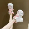 Laarzen 10 cm dikke zool casual dames gevulkaniseerde schoenen sport hoog platform sneaker vrouw keten chunky sneakers witte roze mode dames