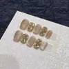 False Nails 10Pcs /Set Full Cover Press On Diy Pure Handmade Patch Removable Fake Sparkling Champagne Diamond