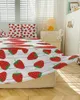 Jupe de lit Fruit fraise Texture bois, couvre-lit élastique avec taies d'oreiller, housse de matelas, ensemble de literie, drap