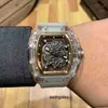 Luxury Mens Mechanics Watches Richa Wristwatch Business Leisure RM055 Automatisk mekanisk kvarn Crystal Case White Tape Men's