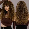 Syntetyczne peruki 7JHH Afro Kinky Curly Peruka z grzywką syntetyczną blond peruka dla czarnych kobiet Naturalne włosy Cosplay Partia odporna na ciepło 240328 240327