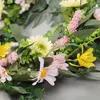 Couronne de fleurs décoratives artificielles pour porte d'entrée, marguerites 4 saisons pour fête de mariage