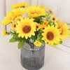 Fleurs décoratives de tournesol artificielles, cadeau pour mère, véritable Bouquet d'arrangement de décoration de mariage pour la maison et le bureau, automne