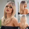 Synthetic Wigs oneNonly Long Straight Blonde Wig Bob Synthetic Wigs for Women Lolita Party Natural Wigs High Temperature Hair 240328 240327