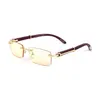 Lunettes de soleil de luxe Lunettes de vue Cadres Temples en bois avec métal sans cadre Full Rim Semi Rimless Forme rectangulaire pour hommes Femme Accessoires de lunettes Vendeur