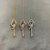 Collier de créateur Set Gold Set Diamond T Collier Key Collier Full Diamond Diamond Key Pendant Valentines Day Gift For Girlfriend