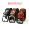 Belts 2024 Men's Leather Belt Needle Buckle Business First Layer Cowhide Youth Simple Leisure Jeans Screw Accessories