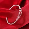 Bracciale rigido placcato in argento fine con ciondoli a catena a maglie per le donne, designer di moda, regali di gioielli per matrimoni