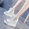 Sandals 2024 Summer 12CM Wedge Heels Sneakers Women Beach Flip Flop High Platform Casual Breathable Walking Slippers