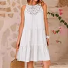 Casual Dresses Summer Women's Beach Dress Sexy Halter Sleeveless A-Line Mini Loose Swing Flowy Sundress Vestidos 2024