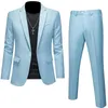 Plus Size 6XL 5XL Mens Suit Coat2 Piece Pants/Business Fashion Office Dress/Slim Fit High Quality Groom Wedding Dress Suit Set 240315