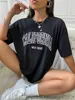 여자 티셔츠 대형 T 셔츠 캘리포니아 서해안 인쇄 티셔츠 여성 빈티지 짧은 슬리브 탑 단순 고딕 양식 여성 티셔츠 C24319