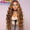 Synthetic Wigs Highlight Wig Human Hair Body Wave 13x6 HD Lace Frontal Wigs For Women 200% Glueless 4x4 13x4 HD Full Lace Front Human Hair Wigs 240329