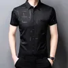 Male Clothes Fashion Casual Polo-Neck Button Shirt Summer Business Office Trend Short Sleeve Plaid Printed Shirt for Men 240312