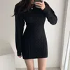 Casual Kleider Bodycon Khaki Pullover Kleid Frauen Winter Dicke 2024 Solide Strick Vintage Elegante Frau Koreanische Warme Herbst Kleidung