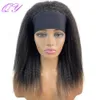 Syntetyczne peruki Cosplay Peruki Syntetyczne afrykańskie proste pasma głowowe naturalne czarne fryzury średniej długości Posteria damska afro yaki perwery codzienne panie włosy 240327