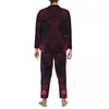 Vêtements de nuit pour hommes Ensembles de pyjama galaxie rouge Automne Espace abstrait Imprimer Belle maison Dame 2 pièces Esthétique surdimensionné personnalisé Cadeau de vêtements de nuit