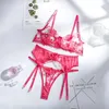 Bras Sets Plus Size Pakaian Dalam Wanita Mewah Lingerie Bra Renda Seksi Dengan Tali Rantai Garter Thongs Set Celana Hitam Bilizn