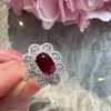Bracelet de luxe classique surdimensionné rouge AAA cubique zircone dîner de mariage accessoires avancés dames ensemble de bijoux pour cadeau 240319