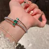 Bangle Fashion Jewelry Bangles for Women Multi Layer Justerbar storlek Green Zircon Party Luxury Accessories Armband