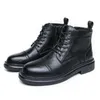 Hot HBP Designers Non-Brand Classy Selling Lace Up High Ankle Dress Shoes Durable Cheap Black Leather Boots