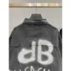 B Family Night Glow BB Graffiti Paris Band Broken Hole Denim Casual Fashion Brand Coat