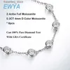 Charm Bracelets EWYA Tren Real D Color Full 4mm 0.3CT Moissanite Tennis For Women S925 Silver Plated 18K Diamond Hand Link s L240319