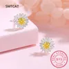 Stud Küpe Authentic 925 STERLING Gümüş Küçük Çiçek Daisy Kadınlar için Çocuklar Çocuk Doğum Günü Hediye Takı 3574