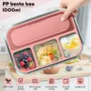 1300 ml Mikrowellen-Lunchbox, Bento-Box, Löffel, Geschirr, tragbarer Lebensmittel-Aufbewahrungsbehälter für Kinder, Kinder, Schule, Erwachsene, Büro 240304